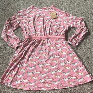Boden Pink Unicorn Pattern Dress size 11-12 years NWT medium or large pockets